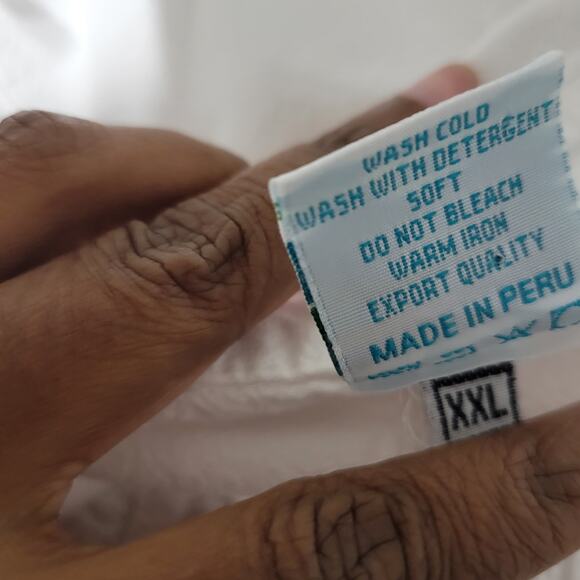 Toque de Algodon White Cotton Poplin Shirt Corset Seaming Crinkled Plus Size XXL - Picture 10 of 13